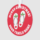 Grappige holly blad strand sandalen tropische kers ornament (voorkant)