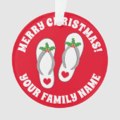 Grappige holly blad strand sandalen tropische kers ornament (voorkant)