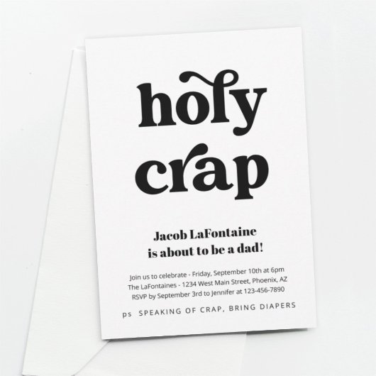 Grappige Holy Crap Daddy Diaper Party Uitnodiging