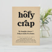 Grappige Holy Crap Housewarming Party Uitnodiging (Staand voorkant)