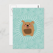 Grappige Hond Ansichtkaart - Mooie Puppy Turquoise Briefkaart (Voorkant / Achterkant)