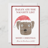 Grappige Hond At de Stoute Lijst Kerstkaart (Voorkant)