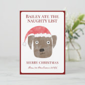 Grappige Hond At de Stoute Lijst Kerstkaart (Staand voorkant)