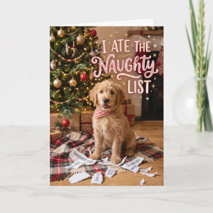 Grappige Hond At De Stoute Lijst Kerstmis Feestdagen Kaart