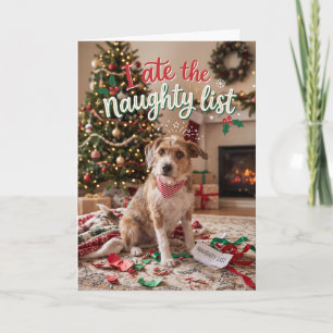 Grappige Hond At De Stoute Lijst Kerstmis Feestdagen Kaart