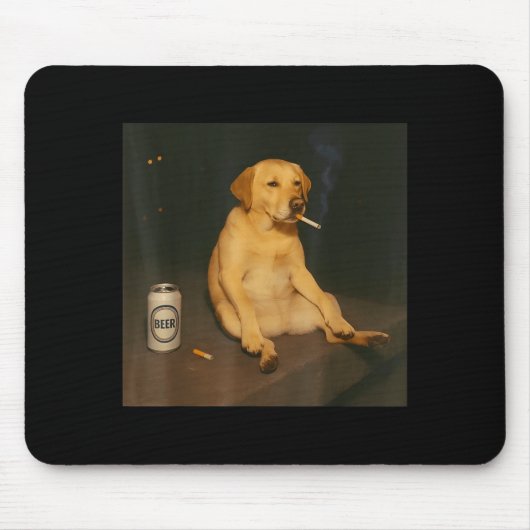 Grappige Hond Bier Roken Meme Sarcastische Hond Li Muismat (Voorkant)