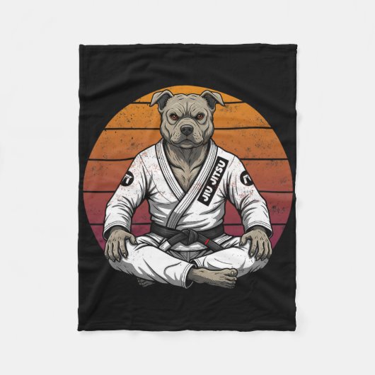 Grappige hond Braziliaan Jiu Jitsu Retro Grappl Fleece Deken (Voorkant)