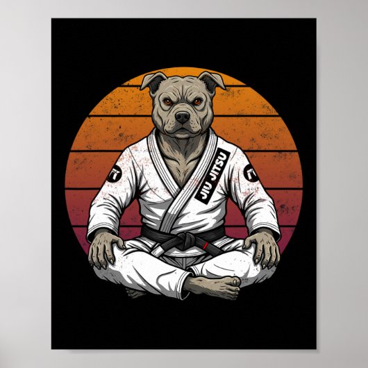 Grappige hond Braziliaan Jiu Jitsu Retro Grappl Poster (Voorkant)