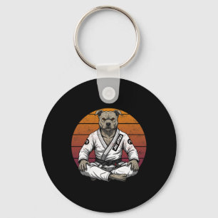 Grappige hond Braziliaan Jiu Jitsu Retro Grappl Sleutelhanger