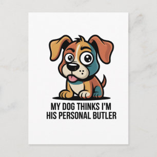 Grappige Hond Butler Cartoon Citaat Briefkaart