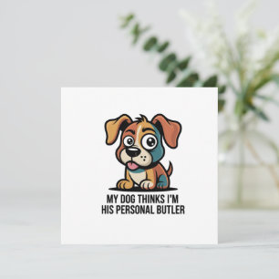 Grappige Hond Butler Cartoon Citaat Feestdagenkaart
