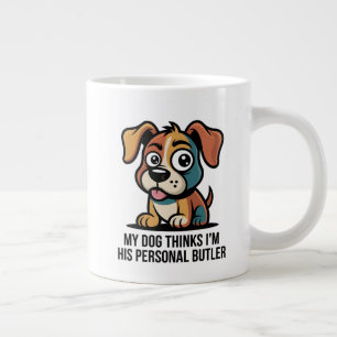 Grappige Hond Butler Cartoon Citaat Grote Koffiekop