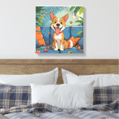 grappige hond canvas afdruk (Insitu (Slaapkamer))