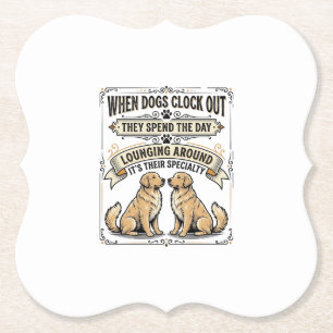Grappige hond citaat vintage gravure loungende pup kartonnen onderzetters