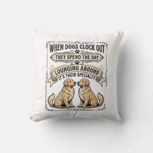 Grappige hond citaat vintage gravure loungende pup kussen