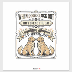 Grappige hond citaat vintage gravure loungende pup sticker
