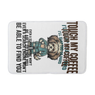 Grappige Hond Coffee Waarschuwing Vintage Gravure Badmat