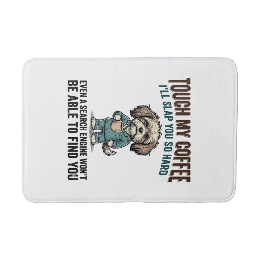 Grappige Hond Coffee Waarschuwing Vintage Gravure Badmat (Voorkant)