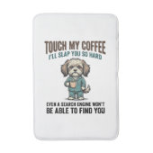 Grappige Hond Coffee Waarschuwing Vintage Gravure Badmat (Voorkant Verticaal)
