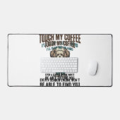 Grappige Hond Coffee Waarschuwing Vintage Gravure Bureaumat (Keyboard & Muis)