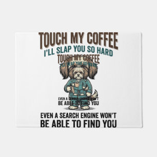Grappige Hond Coffee Waarschuwing Vintage Gravure Deurmat