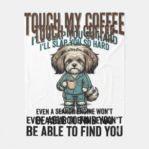 Grappige Hond Coffee Waarschuwing Vintage Gravure  Fleece Deken