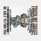 Grappige Hond Coffee Waarschuwing Vintage Gravure Fleece Deken (Voorkant (Horizontaal))