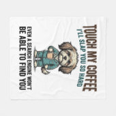 Grappige Hond Coffee Waarschuwing Vintage Gravure Fleece Deken (Voorkant (Horizontaal))