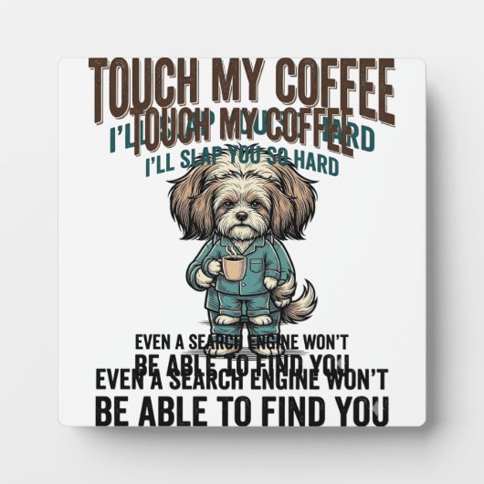 Grappige Hond Coffee Waarschuwing Vintage Gravure Fotoplaat (Voorkant)