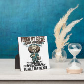 Grappige Hond Coffee Waarschuwing Vintage Gravure Fotoplaat (Insitu)