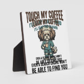 Grappige Hond Coffee Waarschuwing Vintage Gravure Fotoplaat (Voorkant)