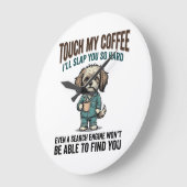 Grappige Hond Coffee Waarschuwing Vintage Gravure  Grote Klok (Hoek)