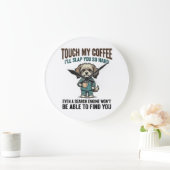 Grappige Hond Coffee Waarschuwing Vintage Gravure  Grote Klok (Huis)