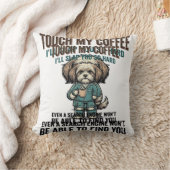 Grappige Hond Coffee Waarschuwing Vintage Gravure  Kussen (Deken)