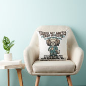 Grappige Hond Coffee Waarschuwing Vintage Gravure  Kussen (Stoel)