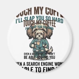 Grappige Hond Coffee Waarschuwing Vintage Gravure  Magneet