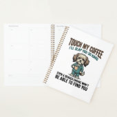 Grappige Hond Coffee Waarschuwing Vintage Gravure Planner (Display)