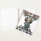 Grappige Hond Coffee Waarschuwing Vintage Gravure Planner (Display)