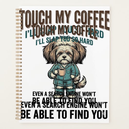 Grappige Hond Coffee Waarschuwing Vintage Gravure Planner (Voorkant)