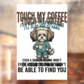 Grappige Hond Coffee Waarschuwing Vintage Gravure  Raamsticker (Vel 2)