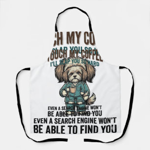 Grappige Hond Coffee Waarschuwing Vintage Gravure  Schort