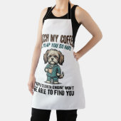Grappige Hond Coffee Waarschuwing Vintage Gravure Schort (Insitu)