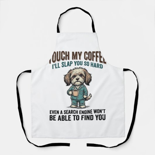 Grappige Hond Coffee Waarschuwing Vintage Gravure Schort (Voorkant)