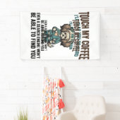 Grappige Hond Coffee Waarschuwing Vintage Gravure Spandoek (Insitu)