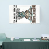 Grappige Hond Coffee Waarschuwing Vintage Gravure Spandoek (Beurs)