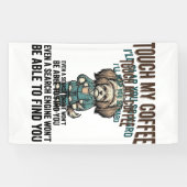 Grappige Hond Coffee Waarschuwing Vintage Gravure Spandoek (Horizontaal)