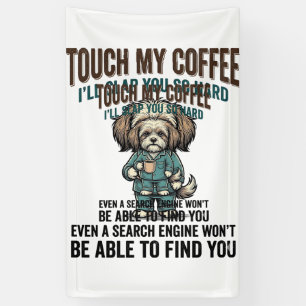 Grappige Hond Coffee Waarschuwing Vintage Gravure  Spandoek