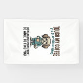Grappige Hond Coffee Waarschuwing Vintage Gravure Spandoek (Horizontaal)