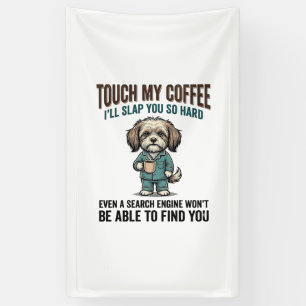 Grappige Hond Coffee Waarschuwing Vintage Gravure Spandoek