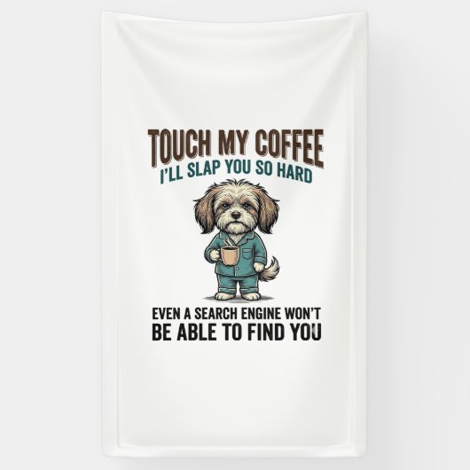 Grappige Hond Coffee Waarschuwing Vintage Gravure Spandoek (Verticaal)